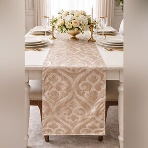 Williams Sonoma Beige Patterned Table Runner